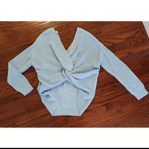 NWT Francesca's Light Blue Twist Back Sweater Medium